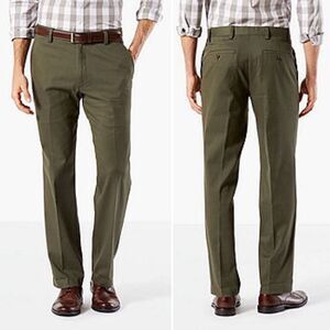 NWT Dockers Easy Khaki Classic Fit Flat Front Pant Olive Grove Men’s Size 34x29